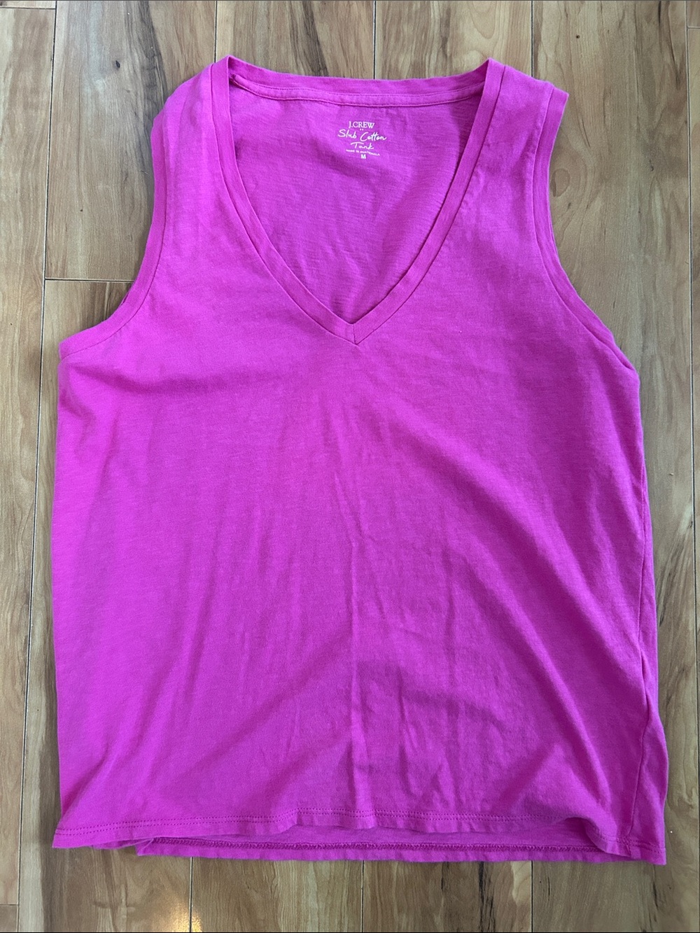 J Crew hot pink 100% cotton slub v neck tank
